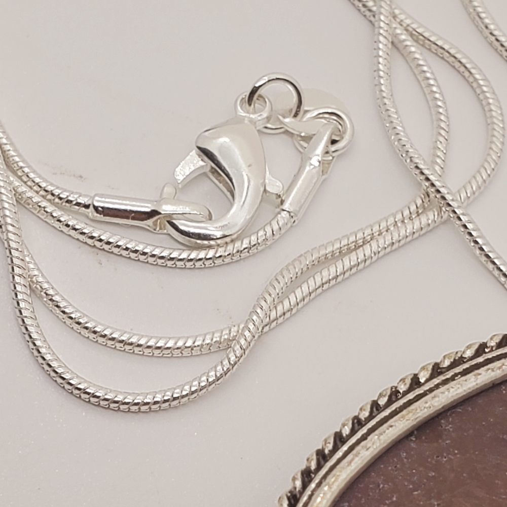 Brown Oval Gemstone SterlingSilver Plated Necklace - Picture 7 of 7